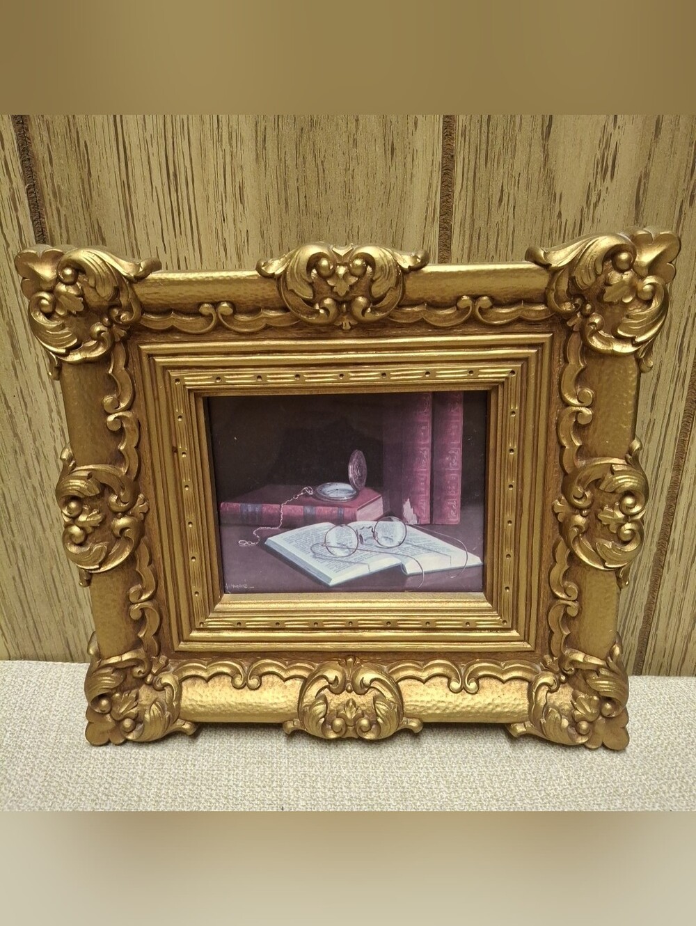 Vintage Homco Ornate Gold Frame Still Life Print Wall Decor 9"×8"